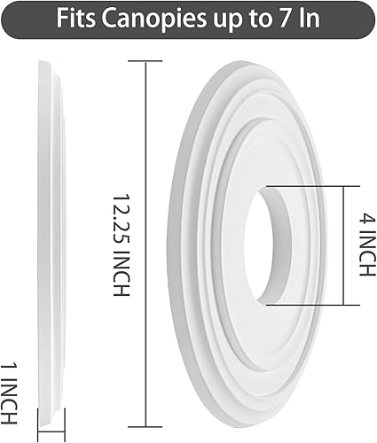 Miniatura 9 de Paquete de 2 medallones de techo de poliuretano moldeados para lámparas y ventiladores de techo, 12.5 pulgadas de diámetro x 4 pulgadas de diámetro