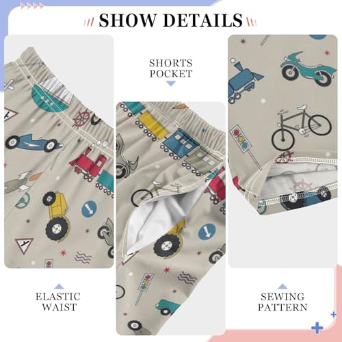 ZZXXB Train Car Plane Boys Long Pants Soft Trousers Elastic Waist Kids Lounge Bottoms with Pockets S-XL4