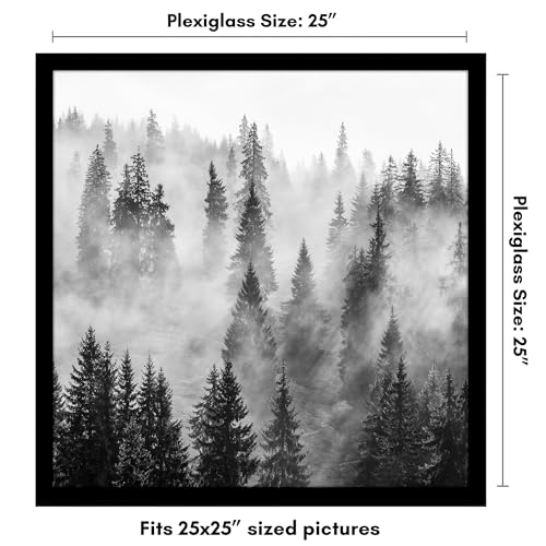 Americanflat 25x25 Picture Frame with Polished Plexiglass - Epic Collection - Square Picture Frame with Engineered Wood - Wide Photo Frames for Wall display - Black