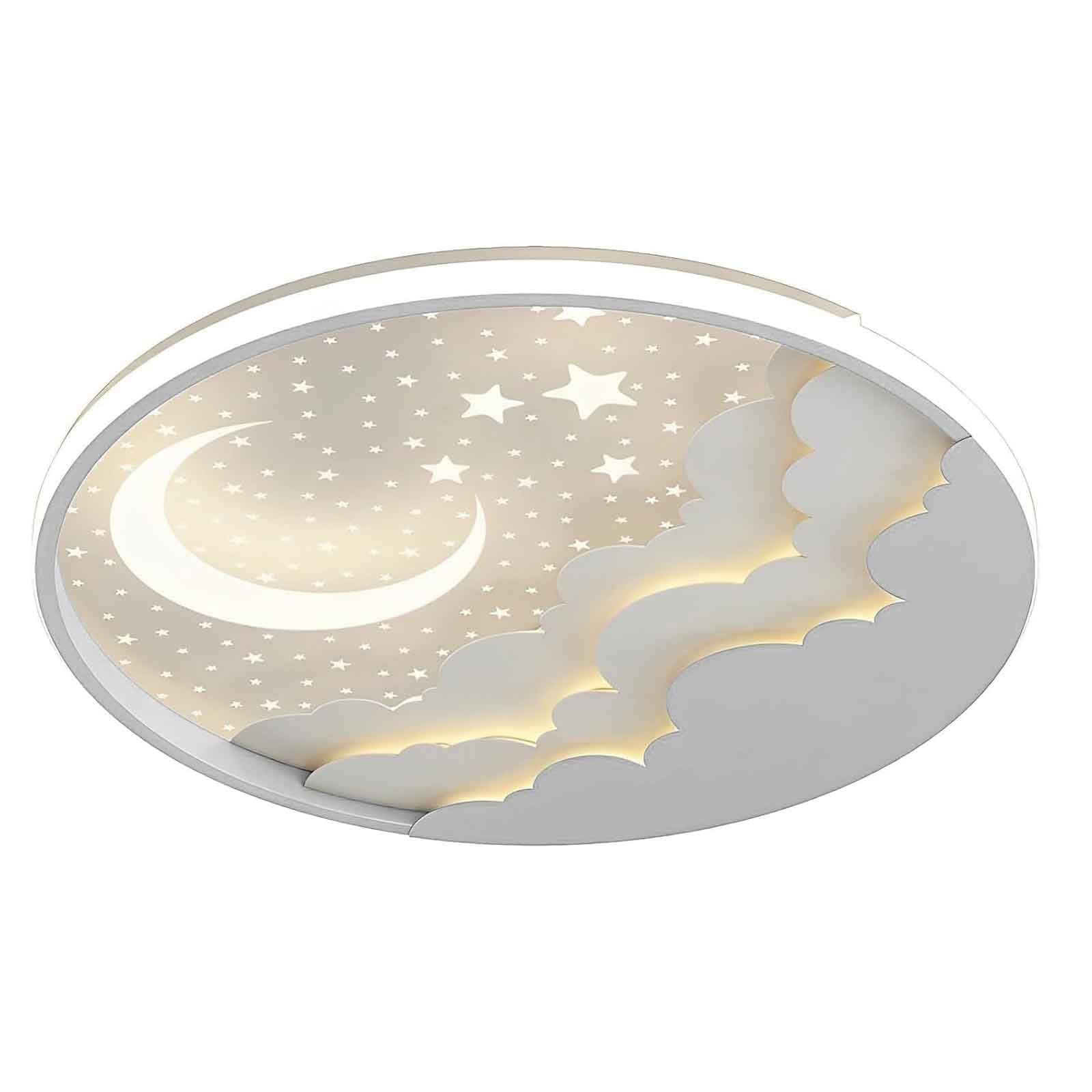 Lampa sufitowa do zabudowy, 19,6", z pilotem zdalnego sterowania, nowoczesna, okrągła, księżycowa gwiazda, lampa sufitowa LED, niskoprofilowa, do sypialni, pokoju dziecięcego