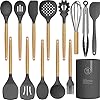 14 Pcs Silicone Cooking Utensils Kitchen Utensil Set - 446°F Heat Resistant,Turner Tongs, Spatula, Spoon, Brush, Whisk, Wooden Handle Gray Kitchen Gadgets with Holder for Nonstick Cookware (BPA Free) 14 Pcs Silicone Cooking Utensils Kitchen Utensil Set - 446°F Heat Resistant,Turner Tongs, Spatula, Spoon, Brush, Whisk, Wooden Handle Gray Kitchen Gadgets with Holder for Nonstick Cookware (BPA Free)