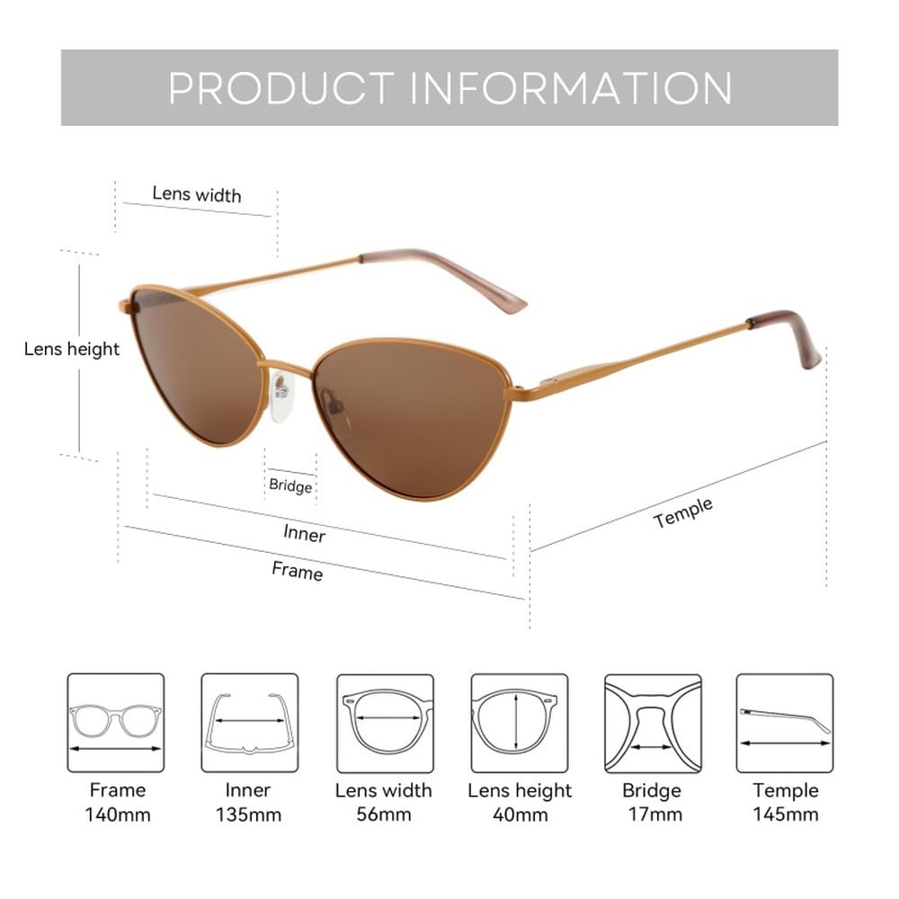 Gafas de sol polarizadas con montura metálica estrecha FashionCat EyeFashion con protección UV