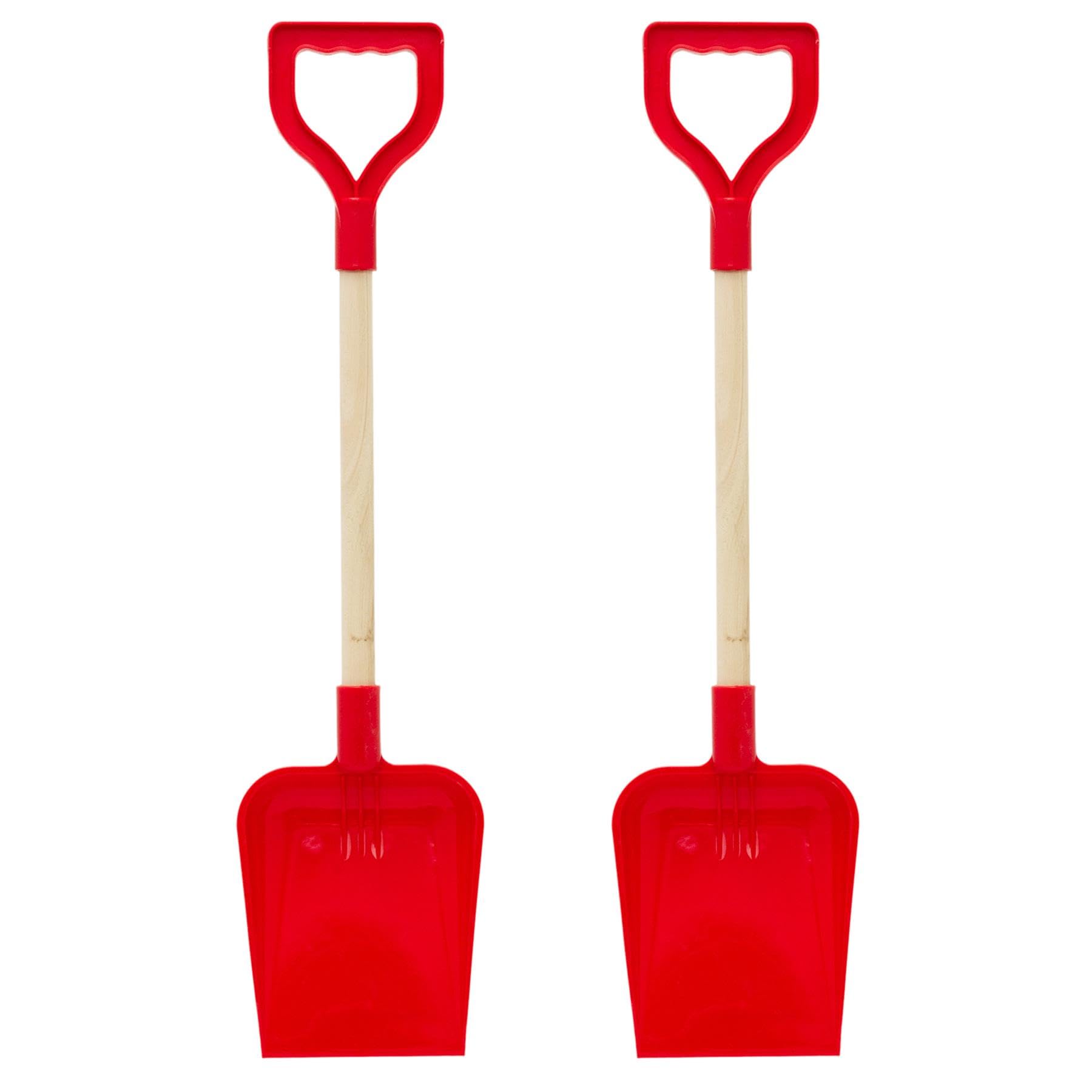 Pack of 2 22-Inch Square End Spade, Beach, Garden and Sandpit ~ Red