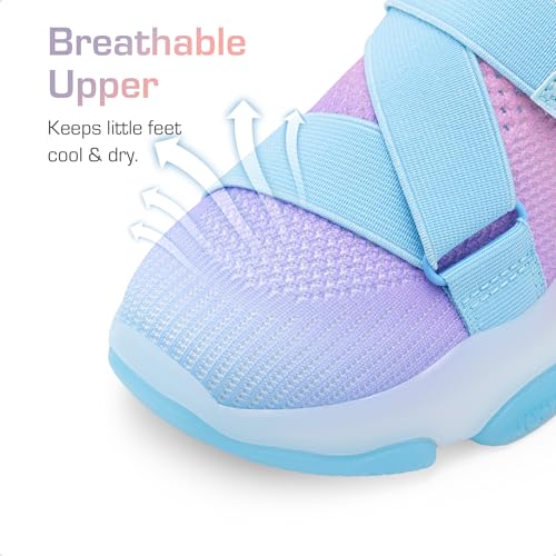 DREAM PAIRS Kids Sneakers Girls Slip-On Shoes Z-Strap Colorful Jelly Sole Walking Shoes4