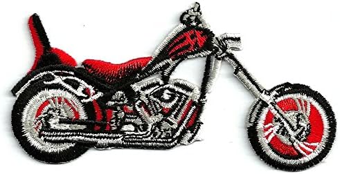 DKAORU Motorcycle - Racing - Bike - Biker -Red, Black & White Embroidered Iron On Patch Happy crafting
