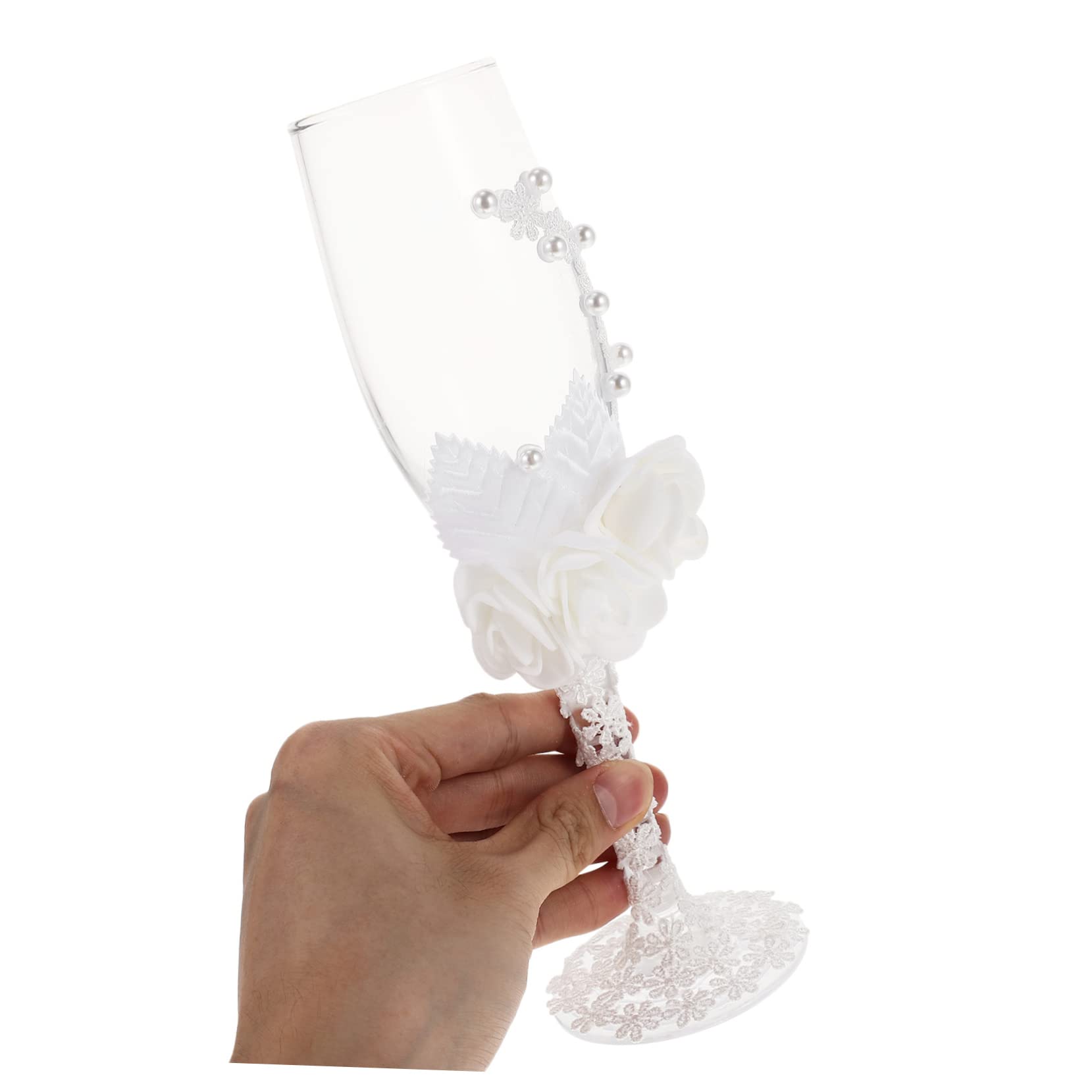 Amosfun Verres à Verres à vin de Mariage Fleur de Perle gobelets à vin romantiques pour Cadeau de Mariage fête de fian?ailles