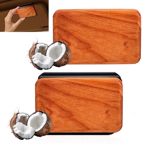 2er Set Auto Lufterfrischer für Sonnenblende – Holz Duft Diffusor mit Kokosduft und Clip, Geruchsentferner, Lang anhaltender Autoduft, Geeignet für Auto, SUV & LKW