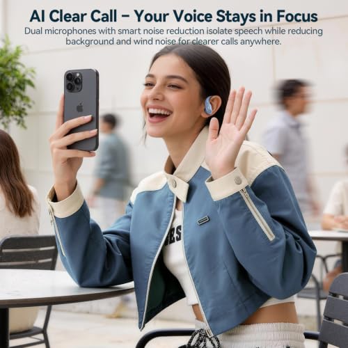 Image of Active Noise Cancelling Ear Buds Wireless Earbuds 80H Playtime Bluetooth Headphones with LED Display Case, Hi-Res Audio Clear Calls Earphones with Over Ear Hooks for Running Gym Workout Sierra Blue