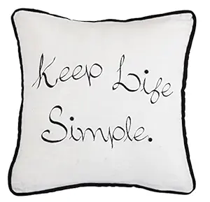 HiEnd Accents Keep Life Simple Embroidery Decorative Pillow, 18