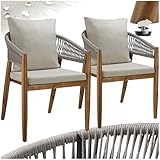 tectake® Lot de 2 Chaise de Jardin Fauteuil Salon extérieur Bois d'acacia avec Accoudoirs, résistant aux intempéries, pour Salon de Jardin Exterieur, Meuble pour Amenagement Balcon Terrasse