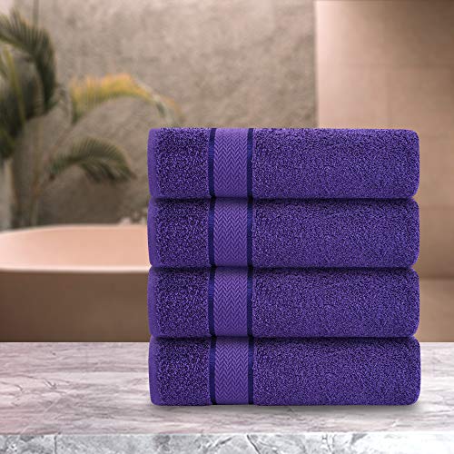Luxury Bath Towels| 100% Cotton| Ultra Soft, Plush, Thick, Fluffy, Highly Absorbent, Quick Dry| Home, Gym, Pool, Hotel, Shower | Large Towel Set For Bathroom| Set Of 4| 27 X 54| Purple / Violet #TOP2