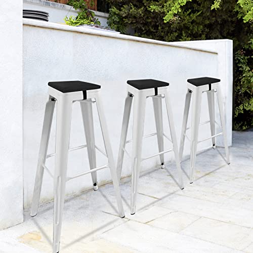 GUEGLSA Indoor Outdoor Bar Stool Cushions 12x12 Inch,Non Slip Square Seat Pad with Straps,Waterproof Fade Resistant Small Metal Chair Cushion Set of 2,Cushion Only, (Black) by GUEGLSA - Used condition - Image 6