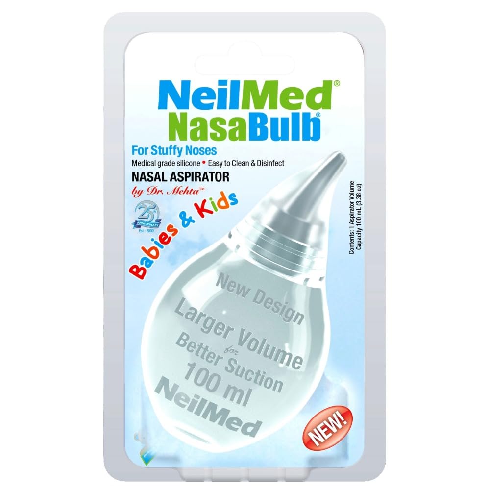 NeilMed NasaBulb Nasal Bulb Aspirator for Babies & Infants, Soft Silicone Tip, Clear Design, BPA & Latex Free, Sterilizable Large Size, 100 mL-image-15
