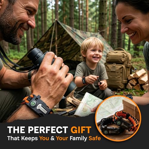 Paracord Bracelet Compass Hiking Survival Kit Emergency Whistle Fire Starter Camping Gear Hiking Essentials Fishing Hunting Accessories EDC Backpacking Gear Tactical Survival Gear Equipment - Image 3