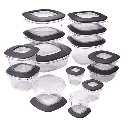 Rubbermaid Premier Easy Find Lids Meal Prep and Food Storage Containers, Set of 14 (28 Pieces Total), Grey |BPA-Free & Stain Resistant