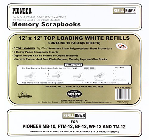 Pioneer Photo Albums Bund Top Loading Page Protectors with White Inserts, 12