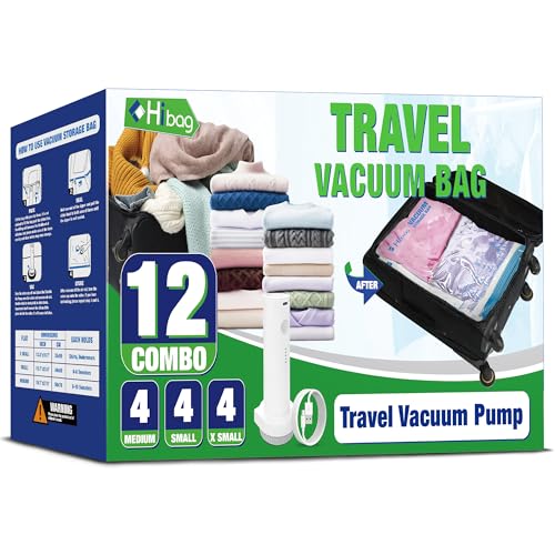 Image of Travel Vacuum Bags with Electric Pump, Vacuum Travel Bags for Luggage and Suitcase, Combo 12 Pack