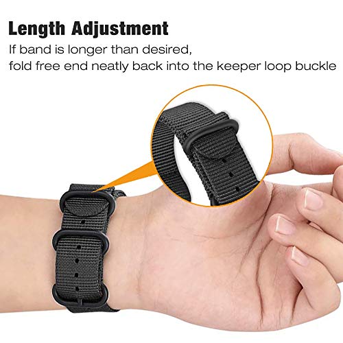 YOOSIDE Nylon Band for Fitbit Charge 3/Charge 4, NOTA Woven Nylon Band with Metal Stainless Steel Ring Wristband Strap for Fitbit Charge 4/4 SE(Black) - image 5