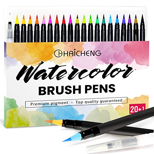 CH HAICHENG 20 Colors Watercolor Markers Brush Pen, Watercolor Brush Markers for Adult Coloring Books Manga Comic