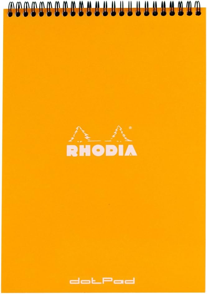 RHODIA 18503C - Spiral Notebook (Full Bound) Orange - A4 - Dotted Dot - 80 Detachable Sheets - 80G Clairefontaine Paper - Soft and Resistant Coated Card Cover - Classic
