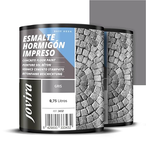 JOVIRA PINTURAS Resina-Esmalte Hormigón Impreso. Resina renovadora para pavimentos de hormigón. (2x750 Mililitros, Gris) D-20-2