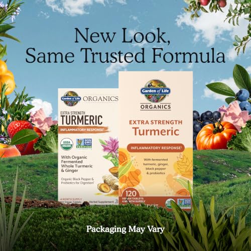 Garden of Life Organics Extra Strength Turmeric Supplement, 120 Tablets - image 2