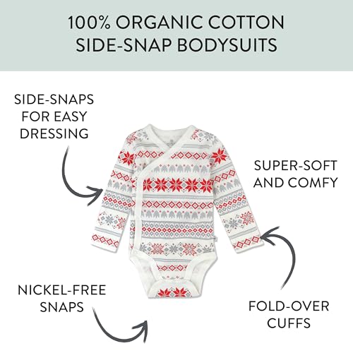 Image of HonestBaby Baby 3-Pack Organic Cotton Long Sleeve Side-snap Kimono Bodysuits