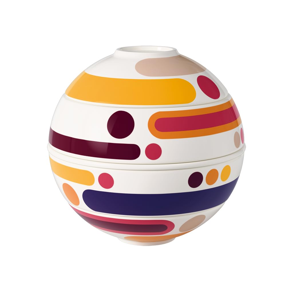 Villeroy & Boch - Iconic La Petite Boule Miami multicolore, résistant au lave-vaisselle/micro-ondes, set de vaisselle, 5 pièces, pour les snacks, objet décoratif, porcelaine Premium