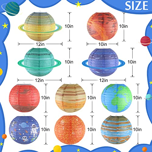 zilue Space Party Decorations, Space Planet Paper Lanterns 10inch Round Solar System Planets Lantern Astronaut Party Space Birthday Space Theme Party Decor Pack of 10