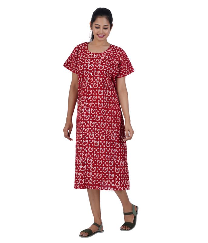 Image of MENMAII Women's [L- 4XL] Full Open /Front Buttoned [a Kind of Adaptive Clothing] Multipurpose Nighty for Maternity /Pregnancy /Elderly /Patient /Feeding /Hospital Purpose Nighty Calf Length