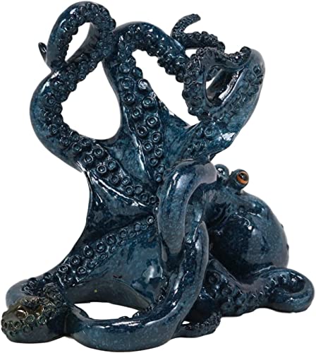 Octopus Wine Holder Figurine Countertop Bar Decor Octopus Sculpture Single Wine Holder (Blue) #TOP4