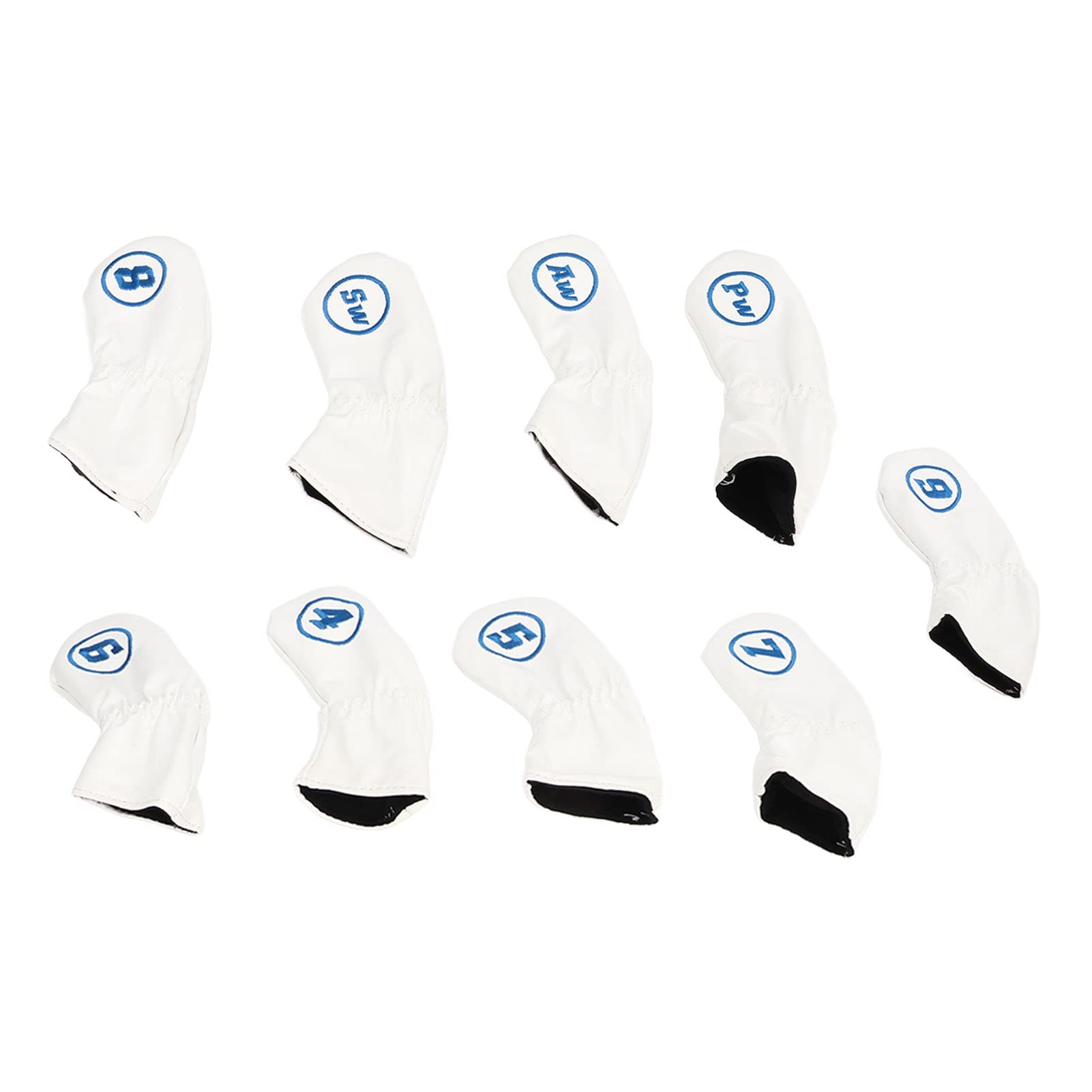 Juego De Fundas para Cabezas De Hierro para Golf - Fundas Impermeables para Palos De Golf De PU - 9 Piezas con Cuello Largo A Juego(D)
