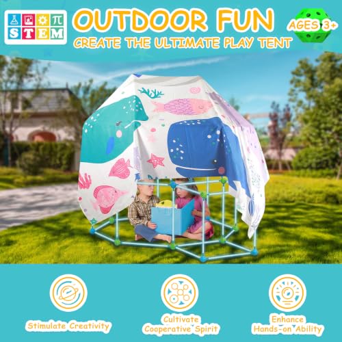 FAILV Fort Building Kit for Kids Glow in The Dark 120 PCS Air Fort Builder Kids Construction Building Toys Gifts for 3-4-5-8-12 Years Old Boys and Girls Fort Building Tunnels Play Tent Indoor Outdoor - image 3