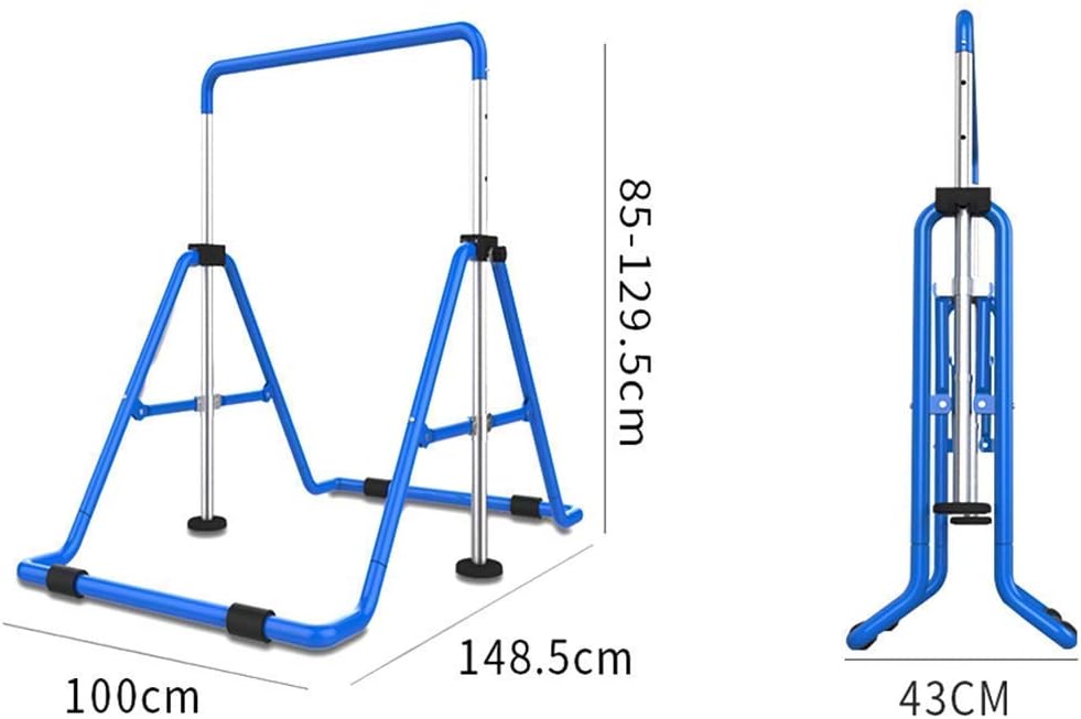 Horizontal Bars Kids Gymnastics Bars Adjustable Folding Home Sports Training Equipment Junior Training Bar for Boy and Girl,Blue