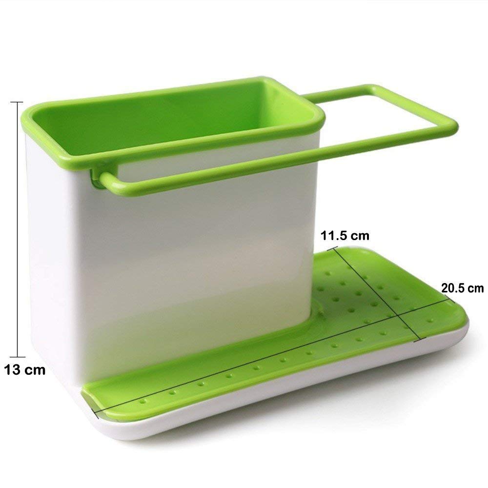 Lariox 3 in 1 Stand for Kitchen Sink, Liquid Bottles, Store Hand Wash Bottle Wiping Cloths,Brush Dishwasher Liquid, Brush, Cloth, Soap, Sponge, Self Draining 2