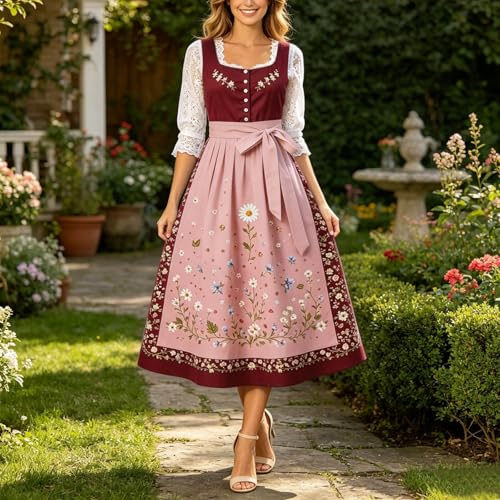 Vestido tradicional mediano de Oktoberfest para lucir un auténtico disfraz en fiestas alemanas 2