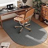 GIBZ Bodenschutzmatte Gaming für Hartböden Bürostuhl Unterlage Leinenimitat Einfarbig Schlichter Schreibtischstuhl Bodenmatte Bogenform Dunkel Grau 100x120cm