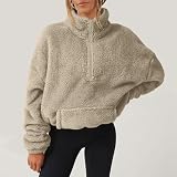 KONG JIMFAN Teddyjacke Damen Stillpullover 3 In 1 Jacke Daunenweste Softshelljacke Steppmantel Mädchen Kurz Trenchcoat Strickjacke Lang(Khaki,M)