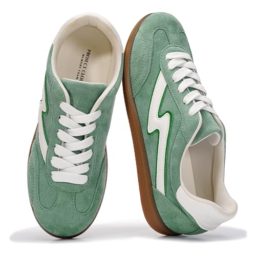 Project Cloud Sneakers for Women - Lace-Up Shoes for Women Trendy Women Sneakers with Memory Foam Insole Women's Fashion Sneakers Non-Slip Womens Shoes (Irita, Green Multi, 8)