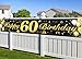 60. Geburtstagsfeier Dekorationen Banner für Männer und Frauen, wesentliche Dekoration für 60. Geburtstagsfeier, Lange Größe Schwarz und Gold 60. Geburtstag Banner 210 × 40 cm (82,7 × 15,7 Zoll)