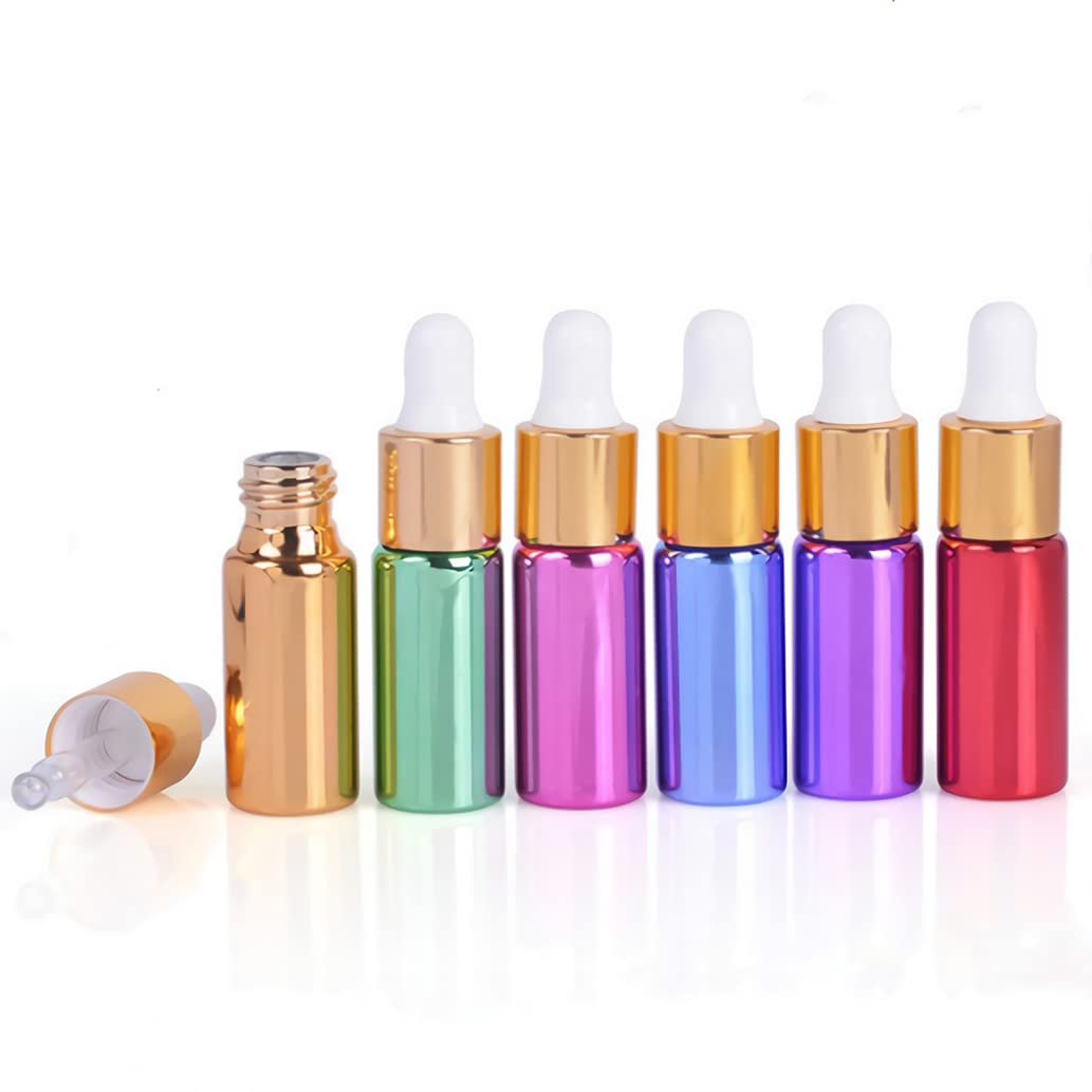 100 Pieza, Vacío 5ml Rojo UV Botellas de Cuentagotas Cristal, Botellas de Vidrio con Pipeta, para Aceite Esencial, Masaje,Fragancia, Aromaterapia, Laboratorio