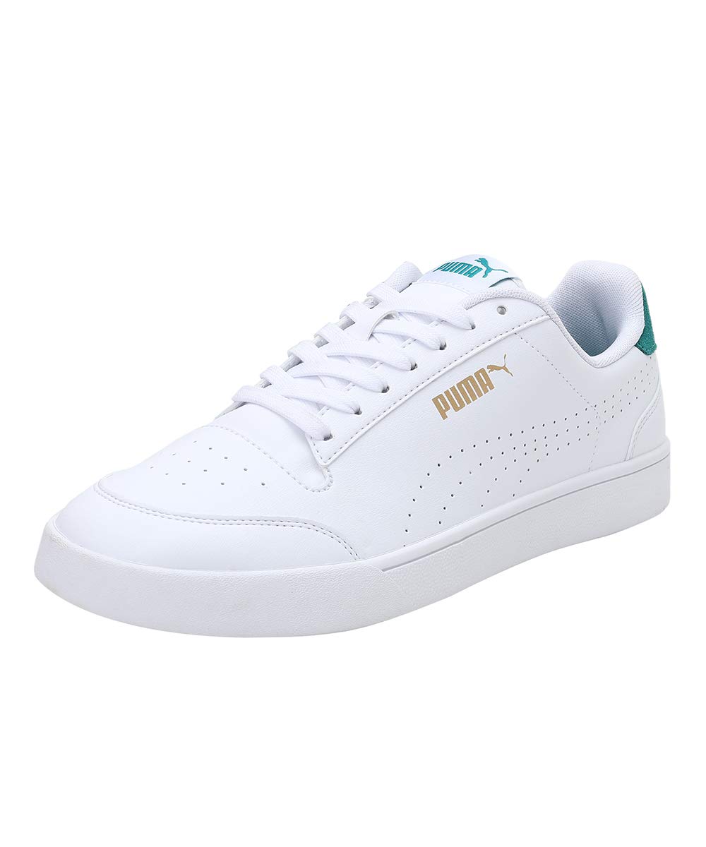 Puma Unisex Shuffle PERF Sneaker, White-Parasailing Team Gold, 13 UK