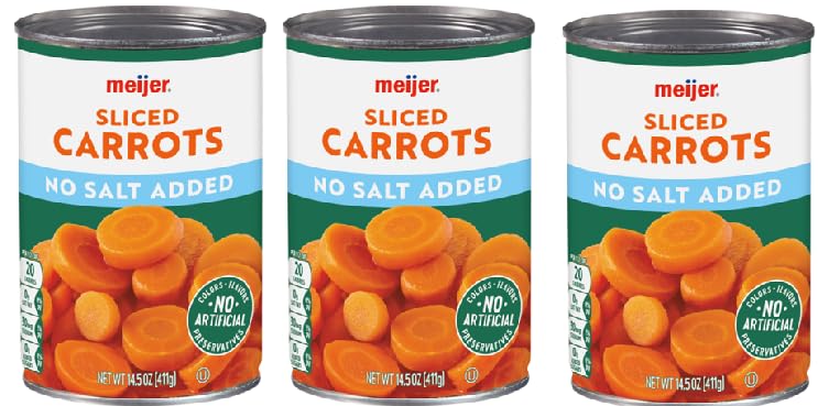 Sliced No Salt Added Canned Carrots (Pack Of 3 Cans) 14.5 oz. Each