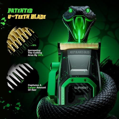 Image of SUPRENT Fangs Professional Barber Clippers - High-Performance 13,000 RPM Vector Motor Hair Clipper Barber Trimmer Set, Professional Haircutting Kit with AI Speed Control, Patented U-Teeth Blade