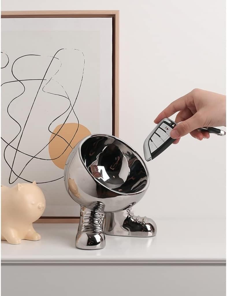 Key Bowl Coffee Table Decor Decorative Trays Jewelry Organizer Tray Creative Living Room Decoration Shoe Cabinet Ornaments Key Phone Change Watches Candy Tray (Size : Silver a)