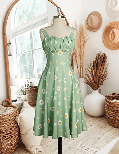 Image of Belle Poque Vintage Floral Dress for Women 2026 Summer A-line Sleeveless Flowy Midi Elegant Wedding Guest Cocktail Dress