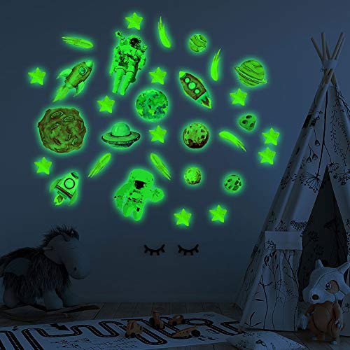 Set de vinilos decorativos espaciales luminosos para pared miniatura 3