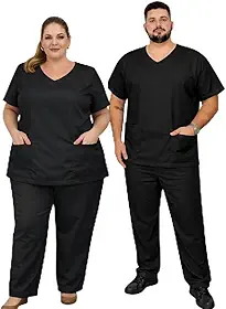 Conjunto Pijama Cirúrgico Plus Size Unissex Oxford Uniforme Hospitalar Privativo Médico Enfermagem