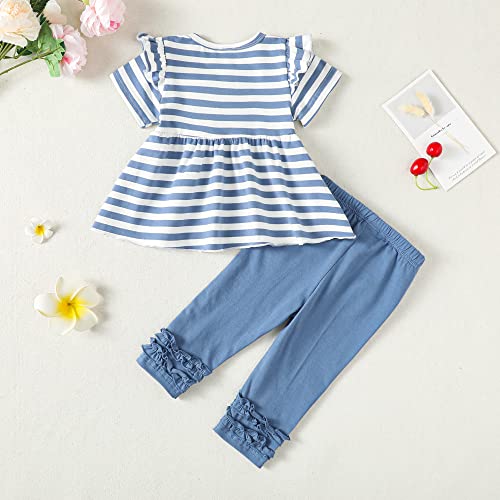 Image of Newborn Baby Girl Clothes Toddler Girl Outfits Ruffle Long Sleeve Tops Pants with Hats and Headband Fall Summer Clothes Sets