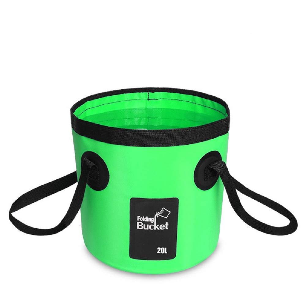 Ddartsgo Folding Bucket 12L/20L 500D Fishing Waterproof Buckets Portable Folding Bag Storage Outdoor car wash Camping Fishing Bucket (Green, 20L)
